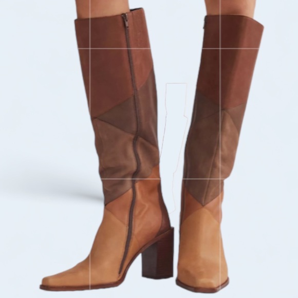 New Jeffrey Campbell x Free People Calimity KP Patchwork Colorblock Tall Leather - Picture 8 of 12